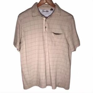 Men’s Tasso Elba Tan Plaid Polo